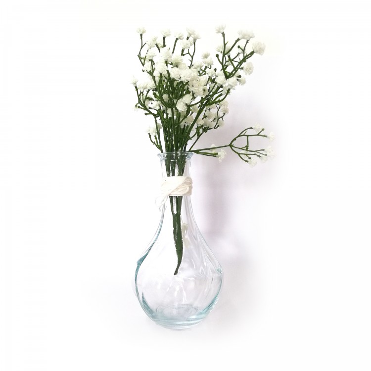 Váza sklo čirá 16cm s dekorací | Dekorace